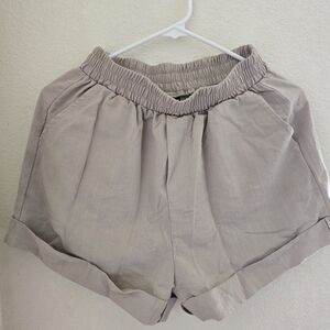 Shein beige elastic waist shorts, size M